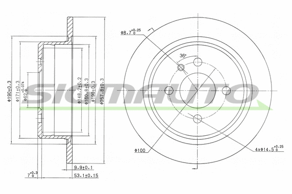 Disque de frein SIGMAUTO DBA093S