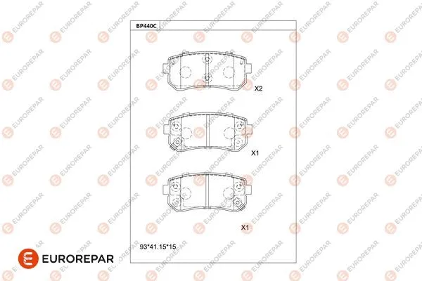 Kit de plaquettes de frein, frein à disque EUROREPAR 1681206880