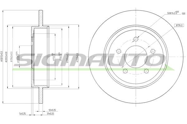 Disque de frein SIGMAUTO DBC059S