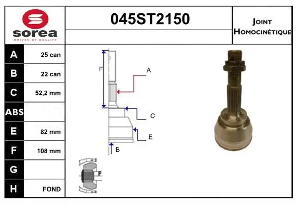 Jeu de joints, arbre de transmission STARTCAR 045ST2150
