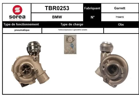 Turbocompresseur, suralimentation EAI TBR0253