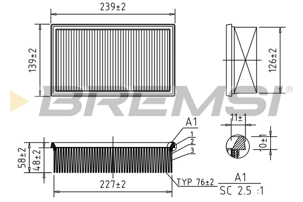 Filtre à air BREMSI FA0528