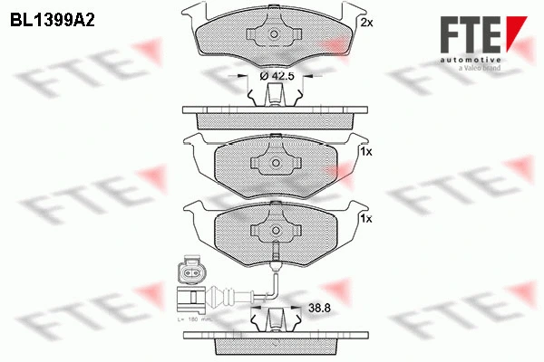 Kit de plaquettes de frein, frein à disque FTE 9010172