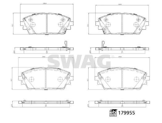 Kit de plaquettes de frein, frein à disque SWAG 33 10 5574