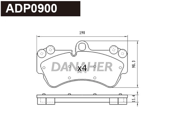 Kit de plaquettes de frein, frein à disque DANAHER ADP0900