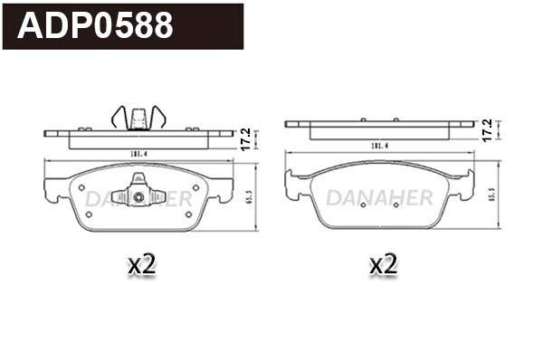 Kit de plaquettes de frein, frein à disque DANAHER ADP0588