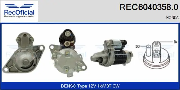 Démarreur RECOFICIAL REC6040358.0