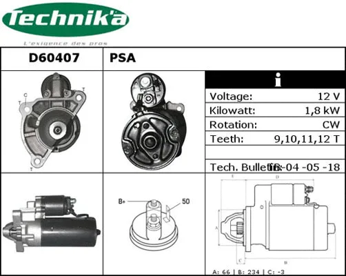 Démarreur Technika D60407