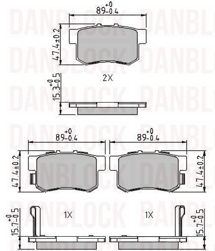 Kit de plaquettes de frein, frein à disque DANBLOCK DB 511412