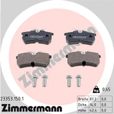 Kit de plaquettes de frein, frein à disque ZIMMERMANN 23353.150.1