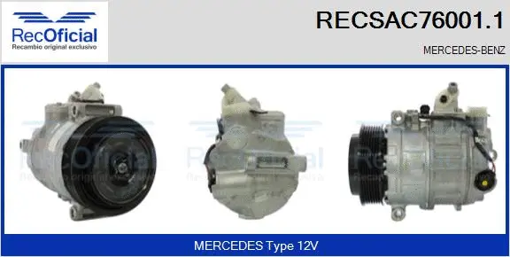 Compresseur, climatisation RECOFICIAL RECSAC76001.1