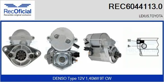 Démarreur RECOFICIAL REC6044113.0