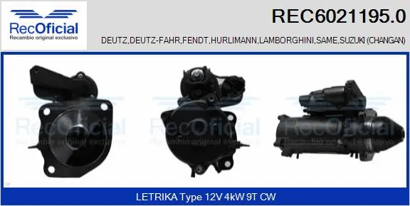 Démarreur RECOFICIAL REC6021195.0