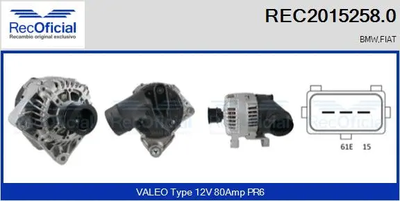 Alternateur RECOFICIAL REC2015258.0