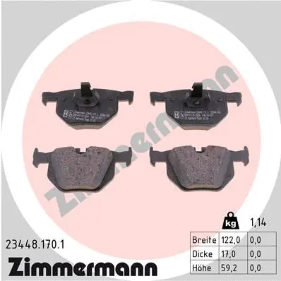 Kit de plaquettes de frein, frein à disque ZIMMERMANN 23448.170.1
