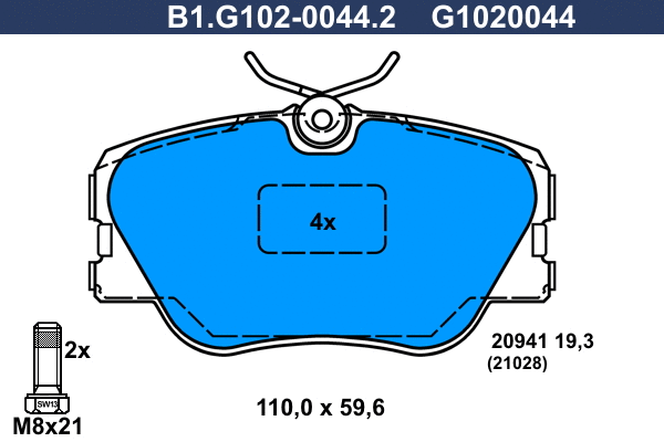 Kit de plaquettes de frein, frein à disque GALFER B1.G102-0044.2