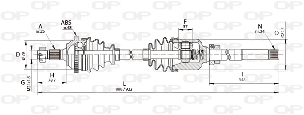 Arbre de transmission OPEN PARTS DRS6130.00