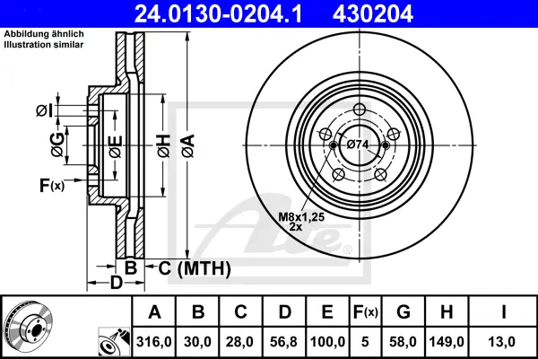 Disque de frein ATE-APAC 24.0130-0204.1