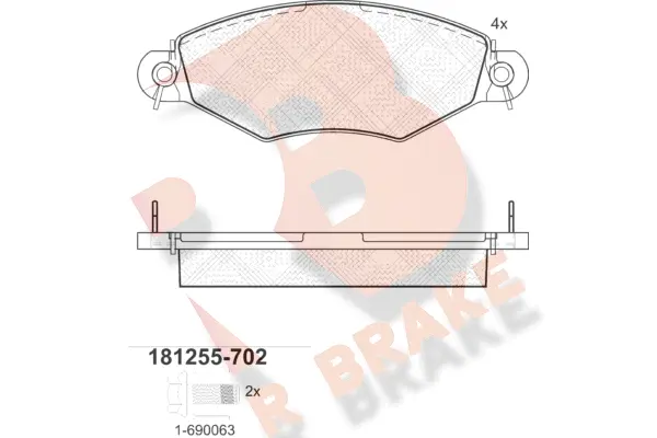 Kit de plaquettes de frein, frein à disque R BRAKE RB1255-702