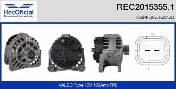 Alternateur RECOFICIAL REC2015355.1