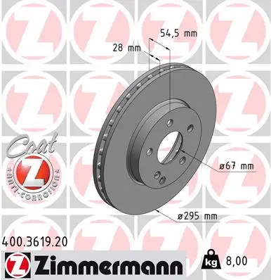Disque de frein ZIMMERMANN 400.3619.20