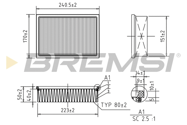 Filtre à air BREMSI FA0599