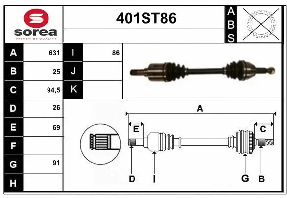 Arbre de transmission STARTCAR 401ST86