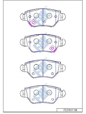 Kit de plaquettes de frein, frein à disque FBK FD34011M