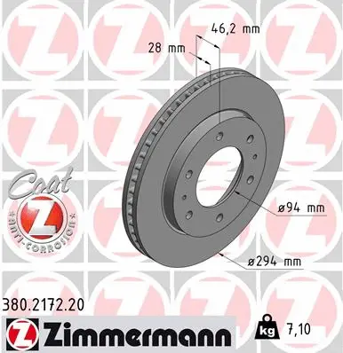 Disque de frein ZIMMERMANN 380.2172.20