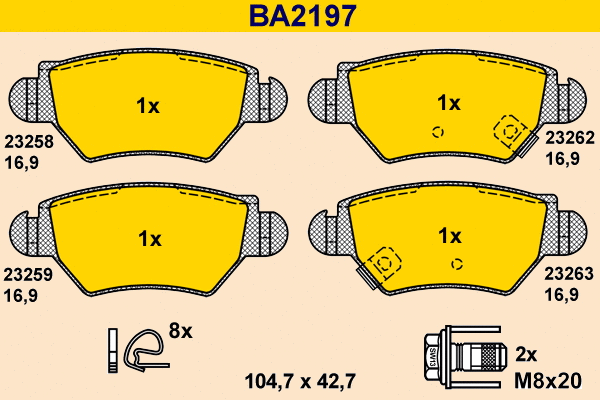 Kit de plaquettes de frein, frein à disque BARUM BA2197