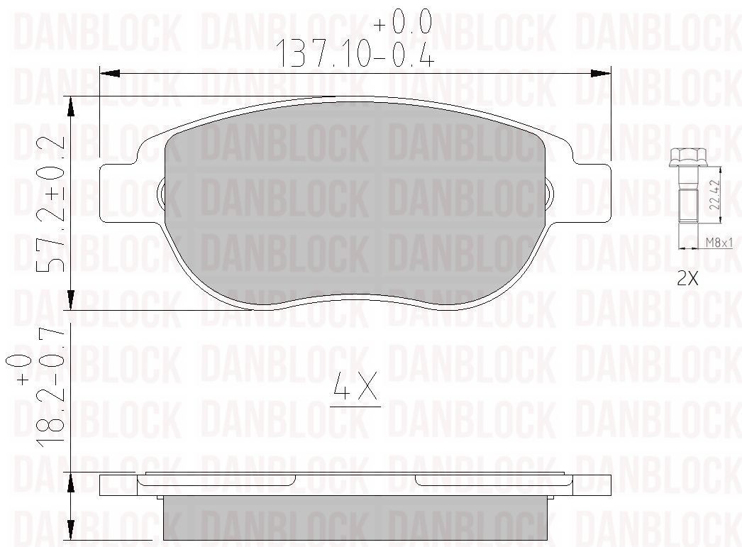 Kit de plaquettes de frein, frein à disque DANBLOCK DB 510381
