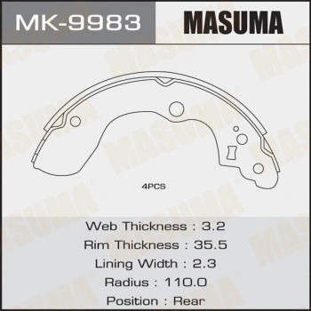 Jeu de mâchoires de frein MASUMA MK-9983
