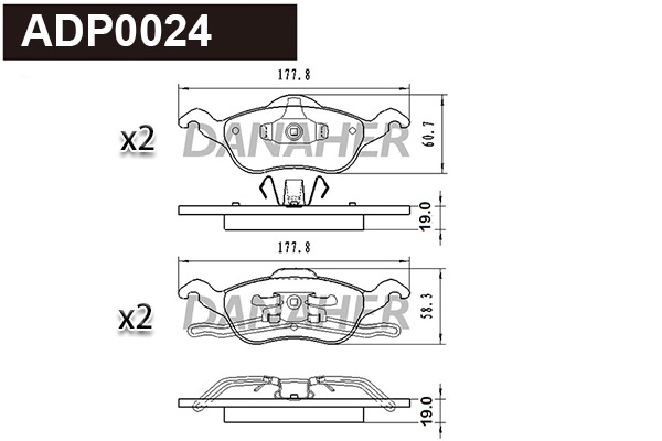 Kit de plaquettes de frein, frein à disque DANAHER ADP0024