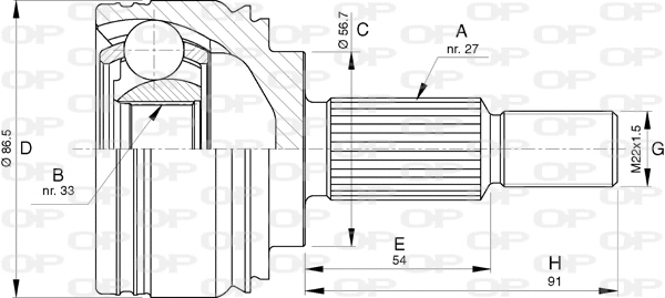 Jeu de joints, arbre de transmission OPEN PARTS CVJ5783.10
