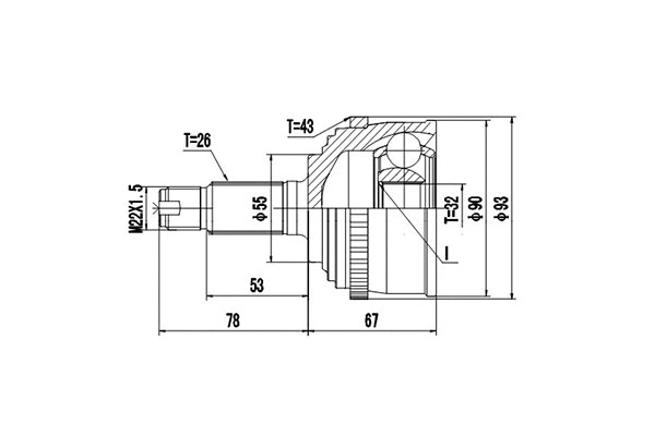 Jeu de joints, arbre de transmission DYNAMATRIX DCV823002