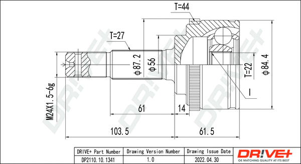 Jeu de joints, arbre de transmission Dr!ve+ DP2110.10.1341
