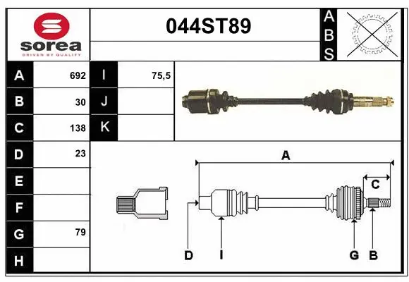 Arbre de transmission STARTCAR 044ST89