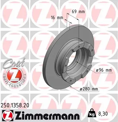 Disque de frein ZIMMERMANN 250.1358.20