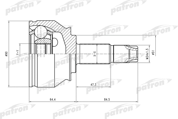 Jeu de joints, arbre de transmission PATRON PCV1550