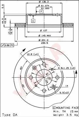 Disque de frein VILLAR 628.1541