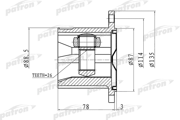 Jeu de joints, arbre de transmission PATRON PCV1423