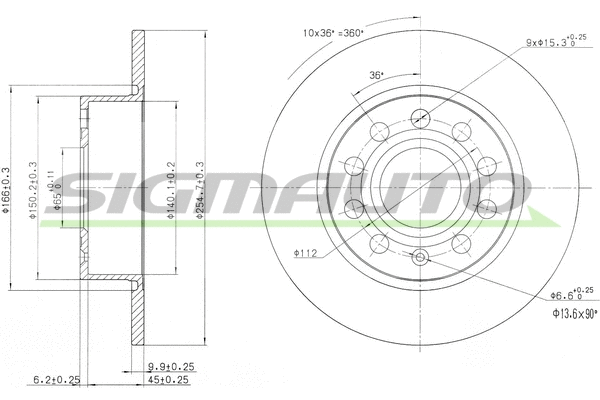 Disque de frein SIGMAUTO DBB224S