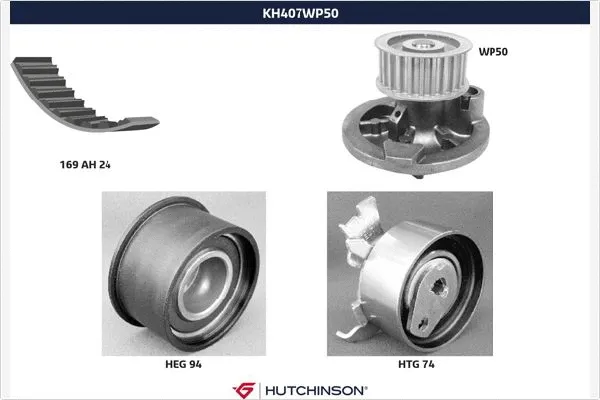 Pompe à eau + kit de courroie crantée HUTCHINSON KH 407WP50
