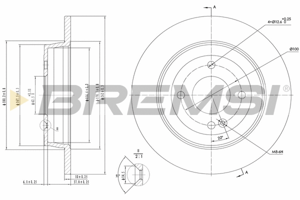 Disque de frein BREMSI CD8090S