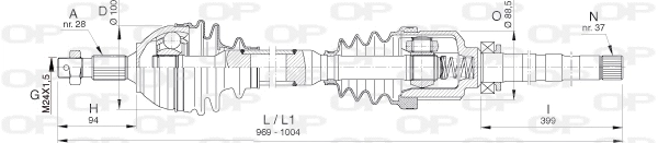 Arbre de transmission OPEN PARTS DRS6398.00