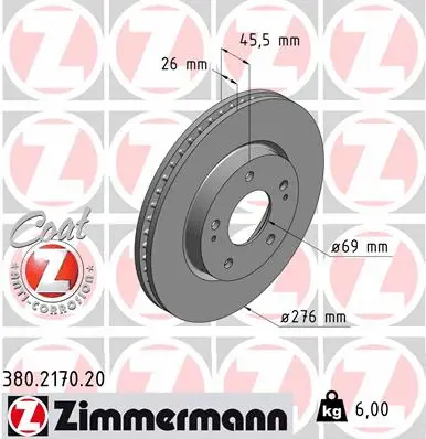 Disque de frein ZIMMERMANN 380.2170.20