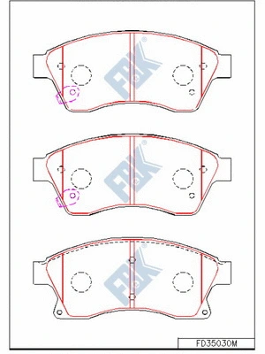 Kit de plaquettes de frein, frein à disque FBK FD35030M