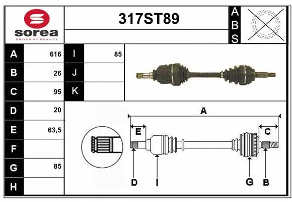 Arbre de transmission STARTCAR 317ST89