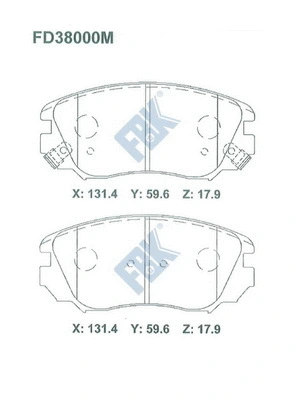 Kit de plaquettes de frein, frein à disque FBK FD38000M