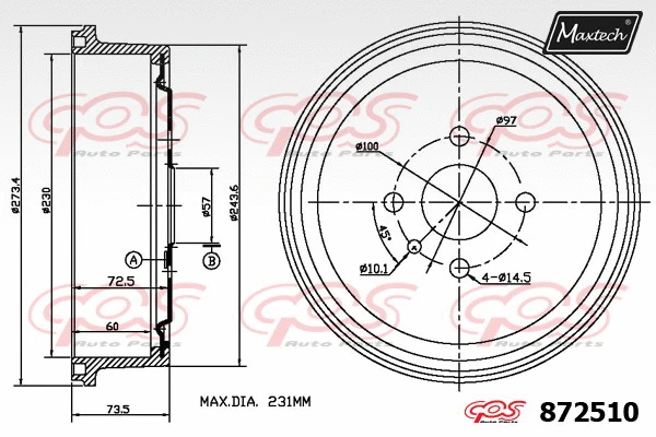 Tambour de frein MAXTECH 872510